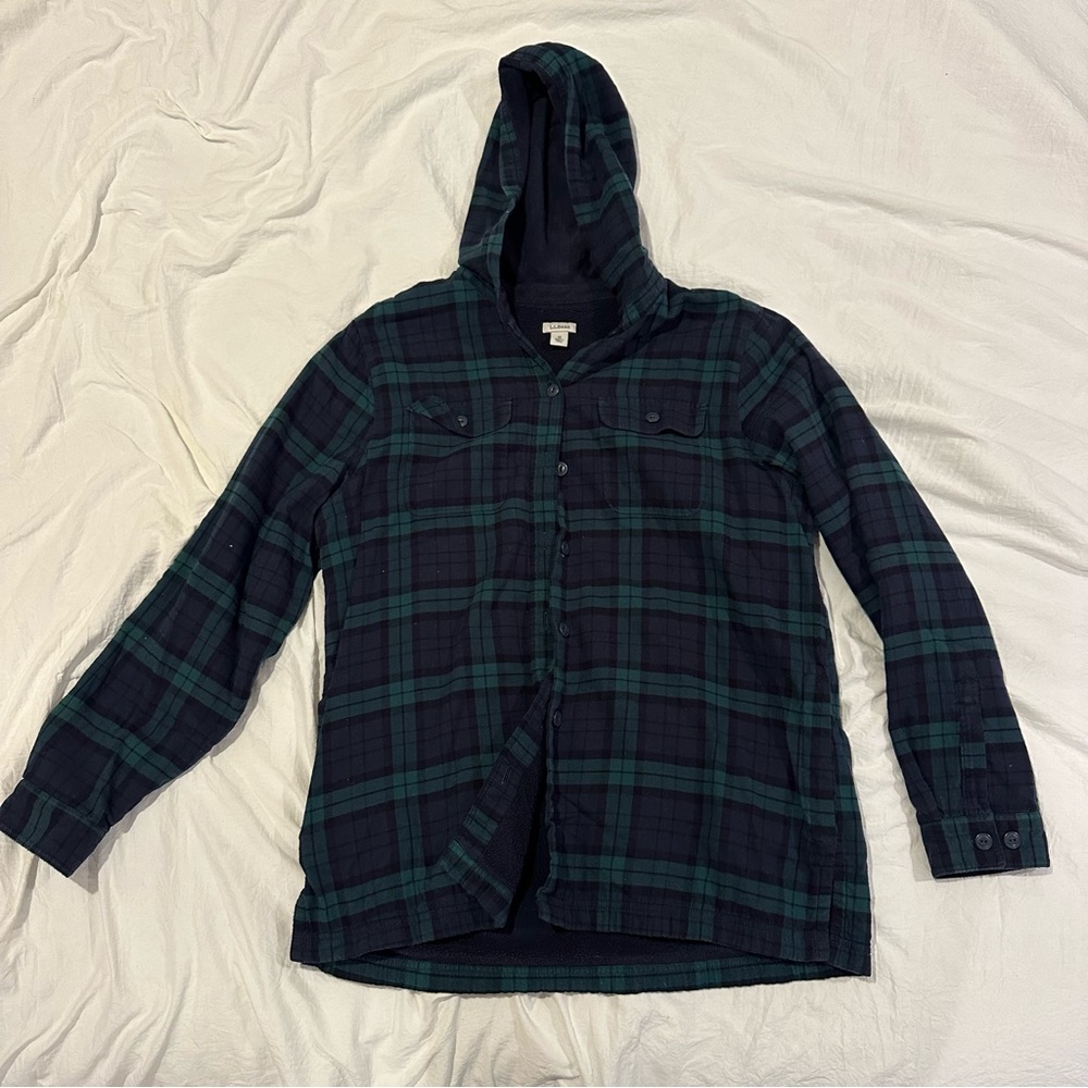 LLBEAN hooded fleece lined flannel